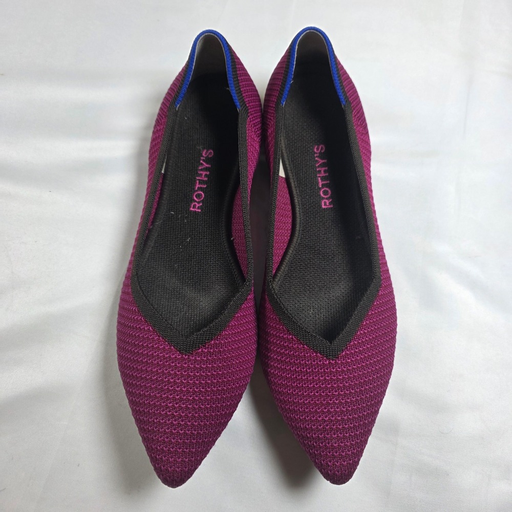 Rothys The Point Raspberry Magenta Knit Pointed Toe Flats Womens 10